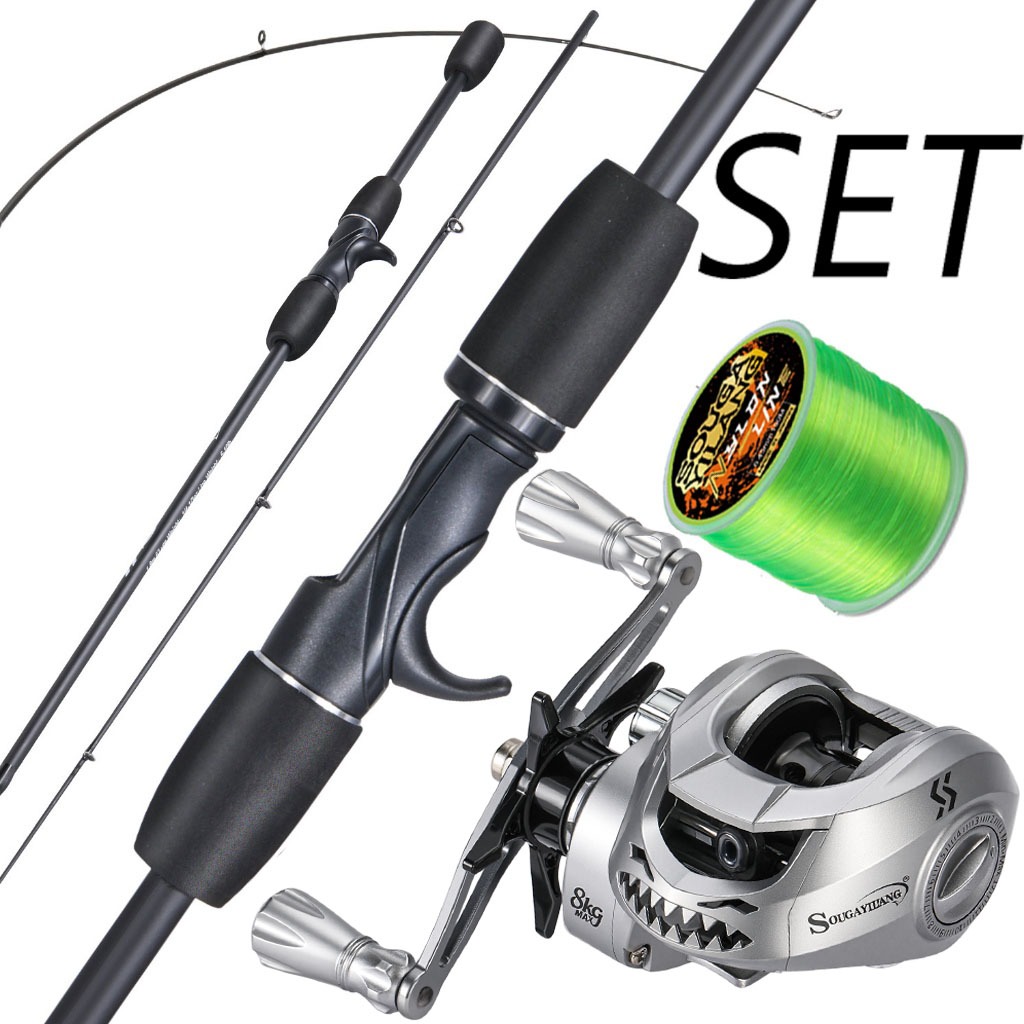 Sougayilang Conjunto De Vara De Pesca , De 1.8m Com Carretel Arremesso 7.2 : 1 Relação De Engrenagem Acessório De Isca D