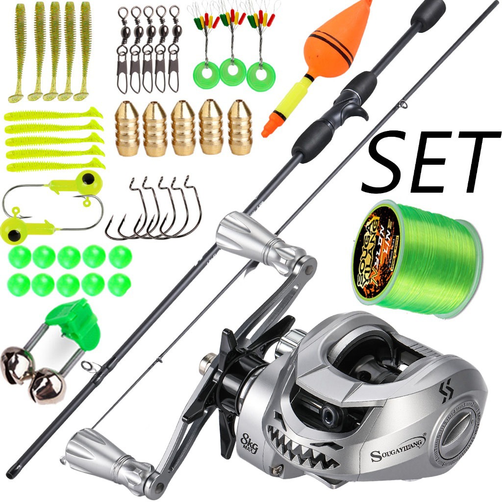 Sougayilang Conjunto Completo De Vara De Pesca De Fundição De 1.8 M 5-10LB 7.2 : 1 UL Carbono Arraste Máximo 10 Kg