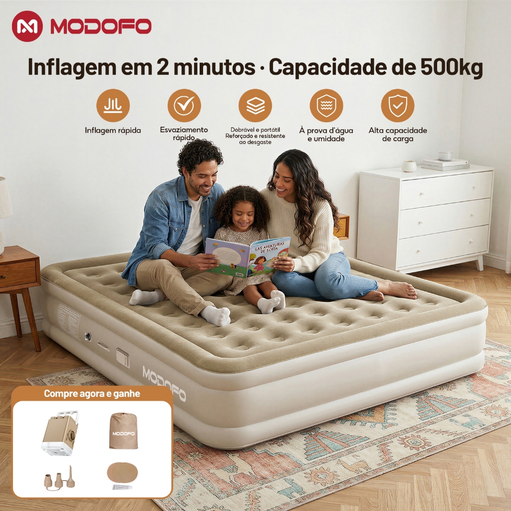 MODOFO Colchão Inflável Automático Solteiro/Queen/King Colchão Casal inflável Com Bomba Embutida Camping Equipment