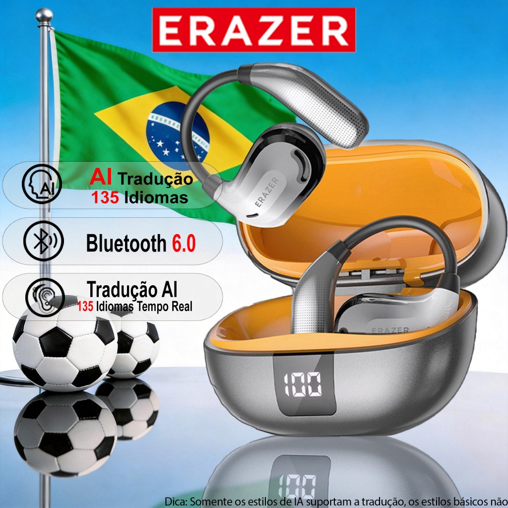 ERAZER XT66 PRO Al Smart Real-Time Tradução Fones De Ouvido Sem Fio Bluetooth 5.4 Com Tela De Toque LED Empresariais Mic