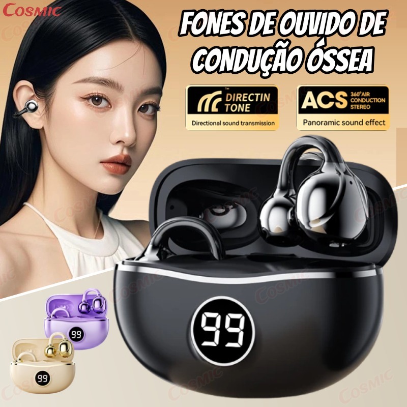 Fones De Ouvido Sem Fio Fone Bluetooth Com Microfone Handsfree Cancelamento Ruído Clipe Música Esportes Jogos Earplug-CO