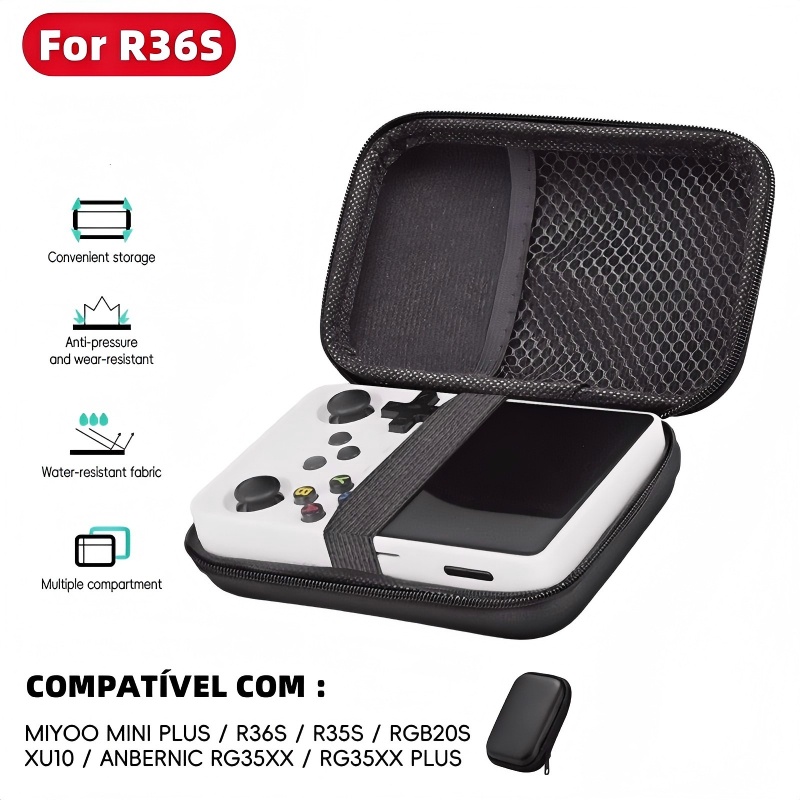 Bolsa de Armazenamento Portátil Compatível com Console de Jogos Retrô Portátil RG35XX R35S R36S, Maleta Protetora de Via