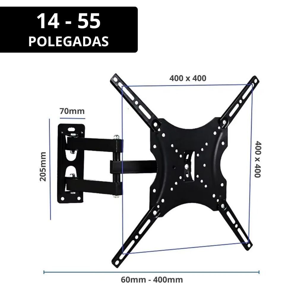 Suporte de TV Articulado Monitor Led Lcd 3d Plasma 14 A 55 Polegadas