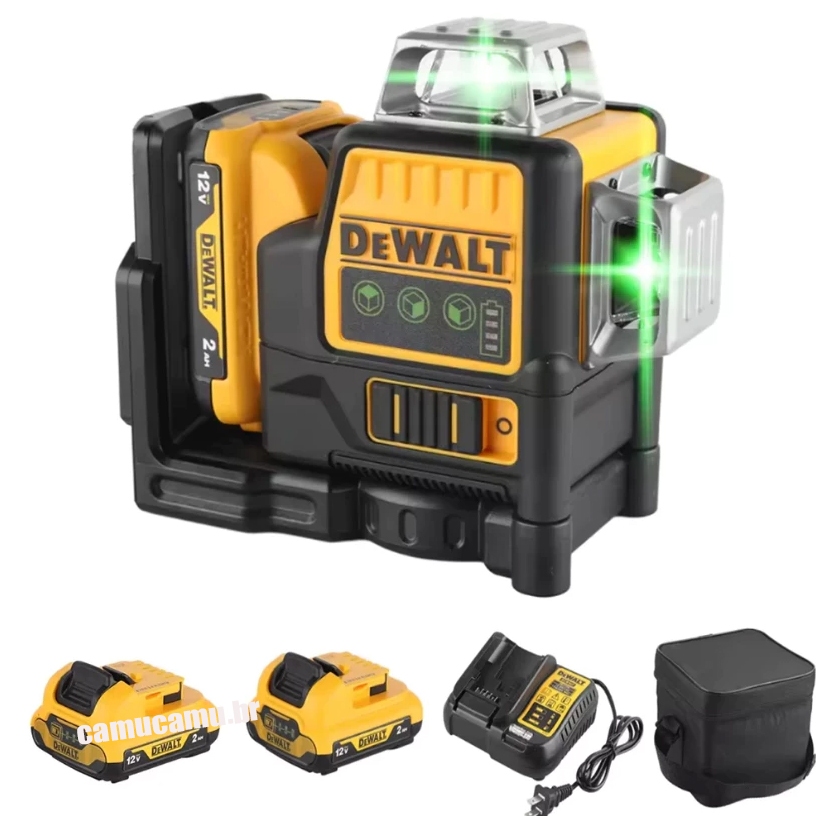 DW089LG Nível a laser verde | 12 linhas, 3 lados, 360° horizontal e vertical | Nivelamento e medição para uso externo