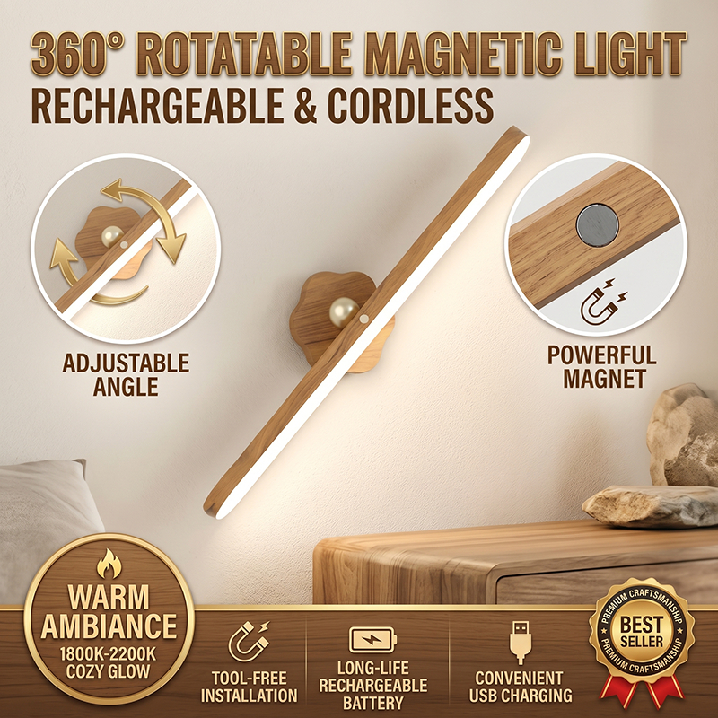 Luz De LED De Noite De Madeira Espelho Frontal De Preenchimento Parede Magnética Portátil USB Recarregável