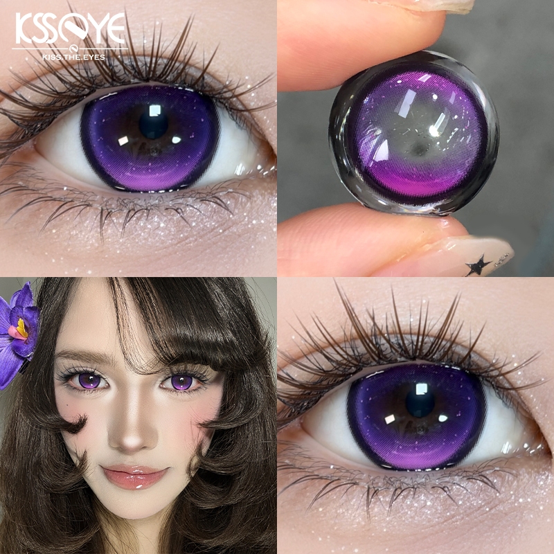 KSSEYE 2 Peças Lentes De Contato Coloridas Gelatina Roxa14.2mm Cosplay 0 ~-8.00 Decorativas Para Maquiagem Dos Olhos