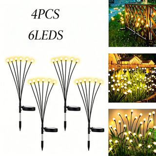 Kit 4 Luminaria Solar Led Vagalume Para Jardim Luz Ao Ar Livre À Prova D'água Mudança De Cor Firefly