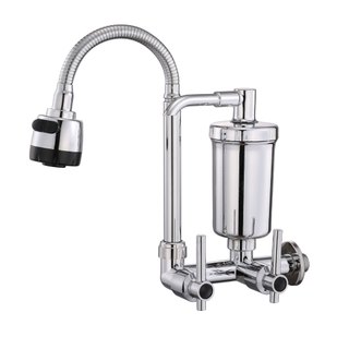 Torneira Gourmet de Cozinha Instalação Parede Água Fria Simples com Filtro Purificador Copo Lavável