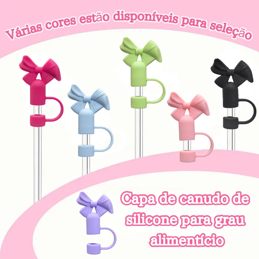 Tampa de Palha de silicone de 10mm, laço 3D DIY para copo de água de grau alimentício, manga à prova de poeira