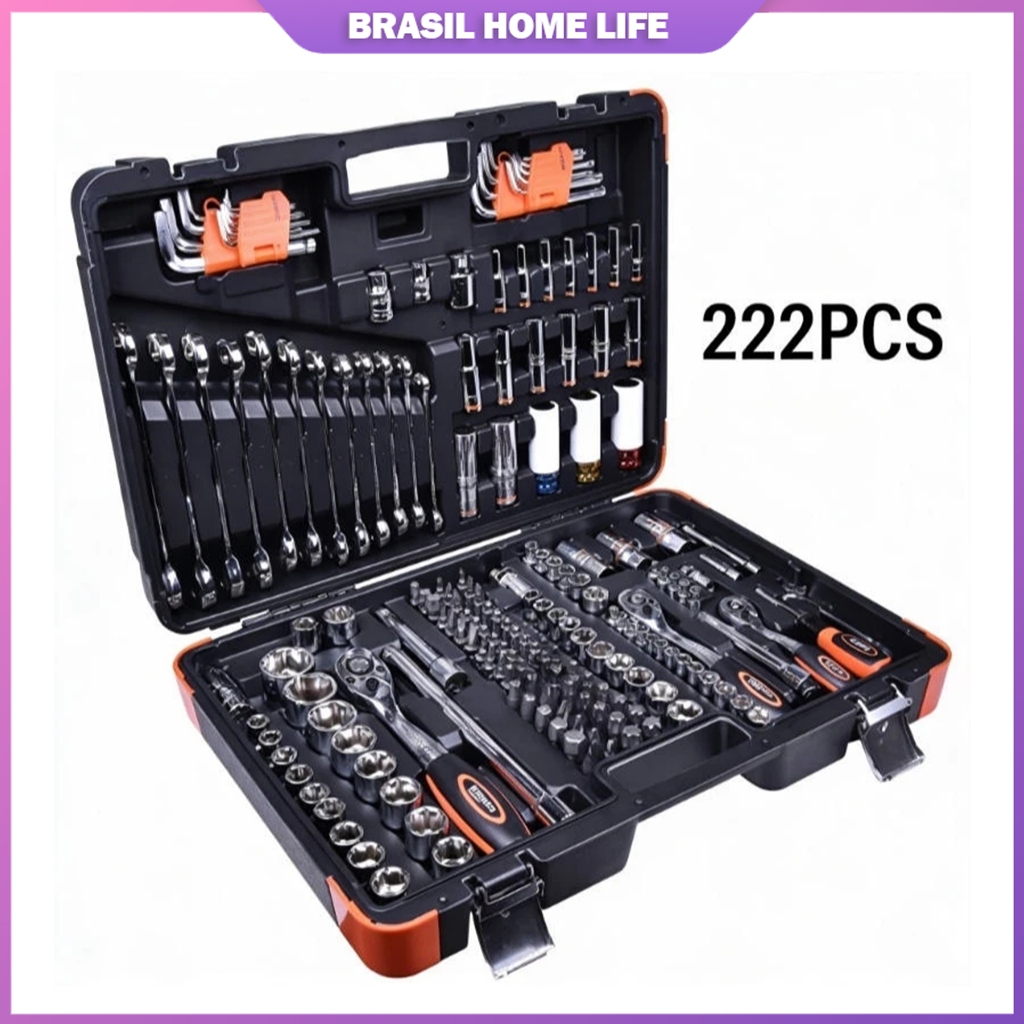 Kit 216/222 Ferramentas Master Oficina Maleta para Mecânico