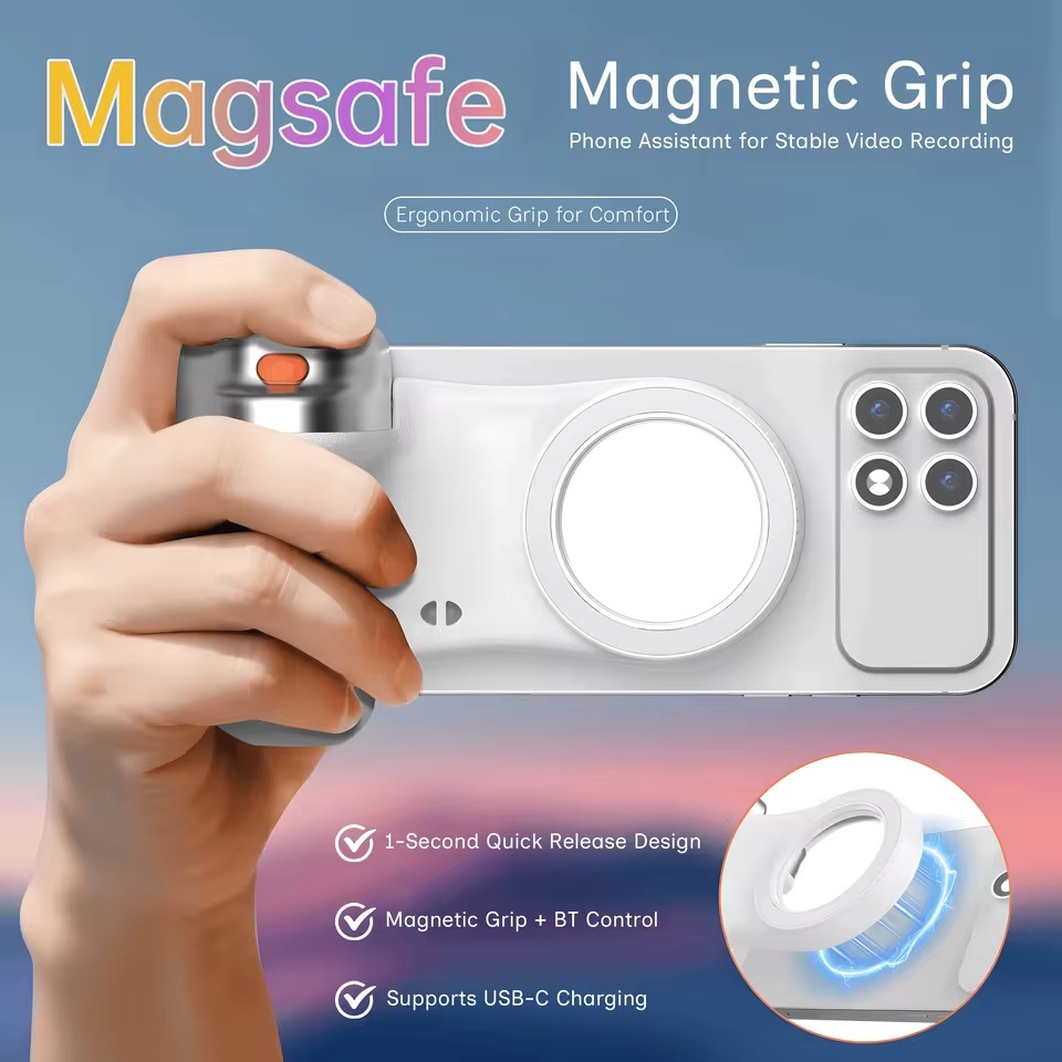 Novo Punho Magnético Para Câmera , Controle Remoto Com Zoom Bluetooth , Estabilizador Portátil Anti-Vibração Fotografia 