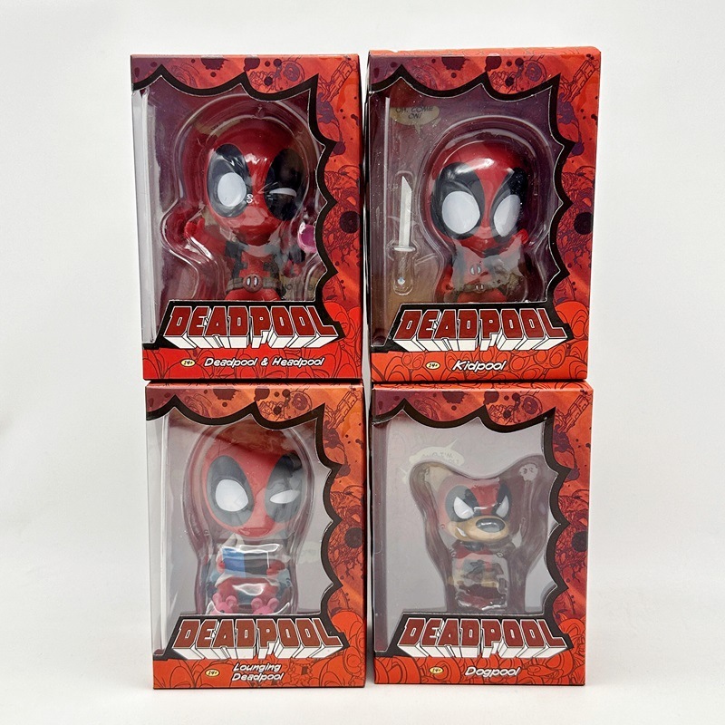 1 Pçs 6-10cm Novo X-Men Q Versão Shake Head Deadpool Wade Winston Wilson Cão PVC Figura De Ação Modelo Carro Desktop Col