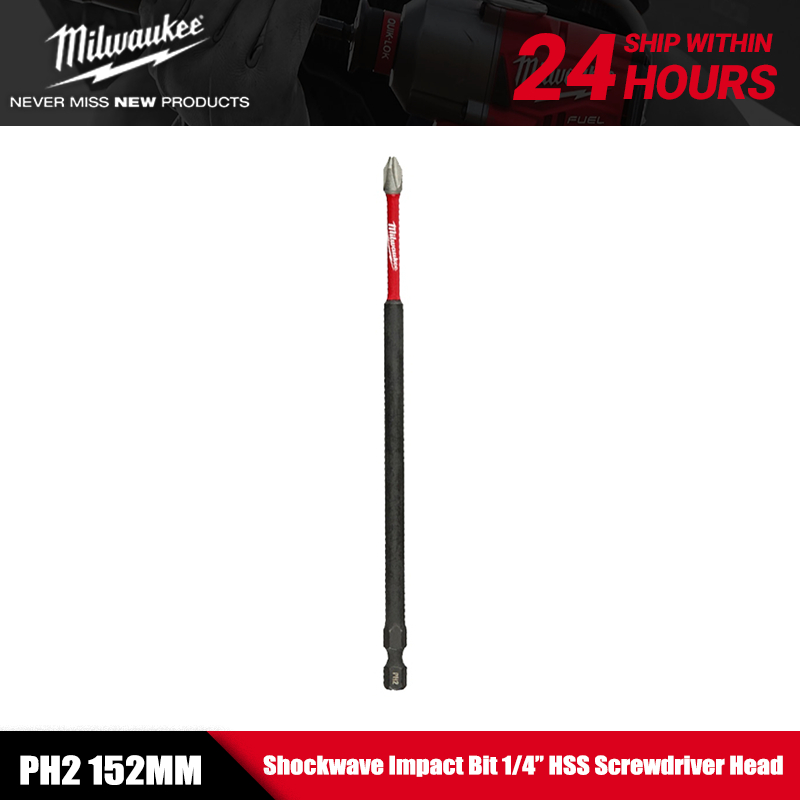 Milwaukee PH2 152mm 1 Peça Broca De Impacto De Ondas De Choque 1/4 " Shs Cabeça De Chave De Fenda Carpintaria Buraco Ace