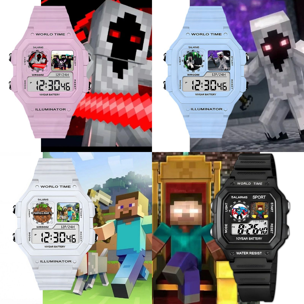Minecraft MC Game Merchandise Steve Student Sports Relógio Eletrônico Despertador Digital Resistente a Choques Relógio S