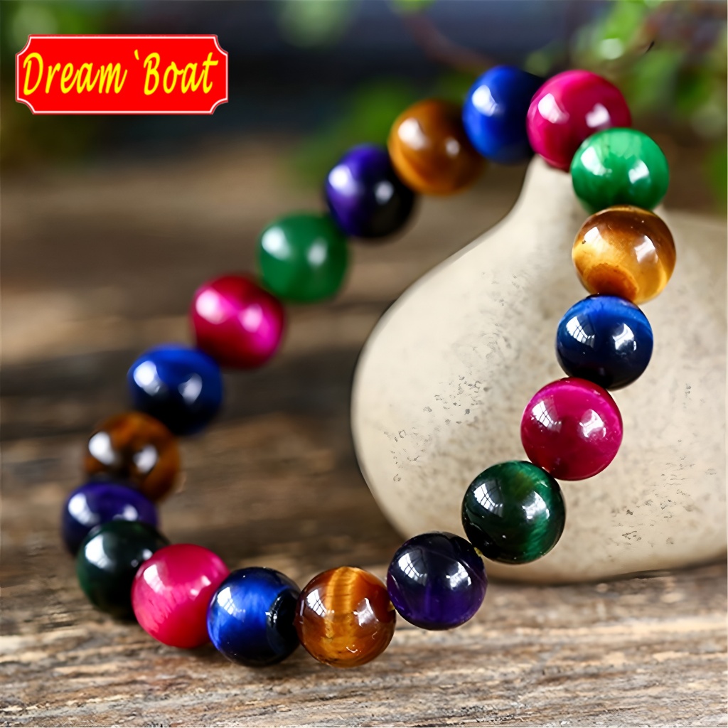 Pulseira De Cristal Natural Olho De Tigre Arco-Íris , Conta , Feminina/Masculina Pedras Preciosas Feng Shui Pedra , Joia