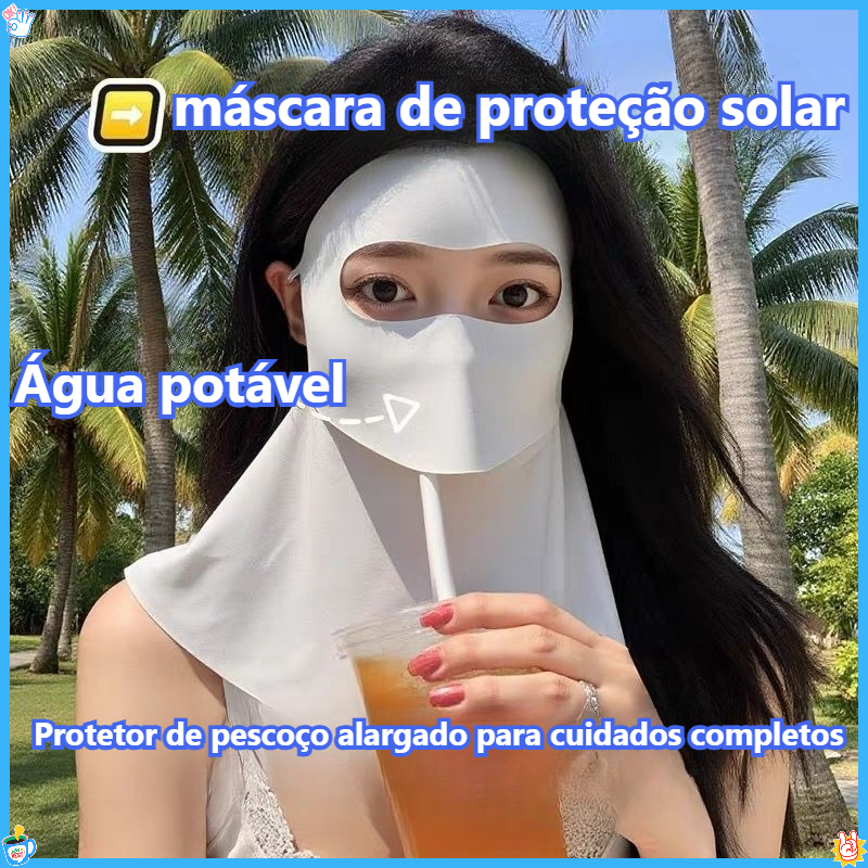 Máscara Protetor Solar Bebível Rosto Gini Verão Proteção Facial Completa Pescoço Anti-Ultravioleta Sombrinha Máscara de