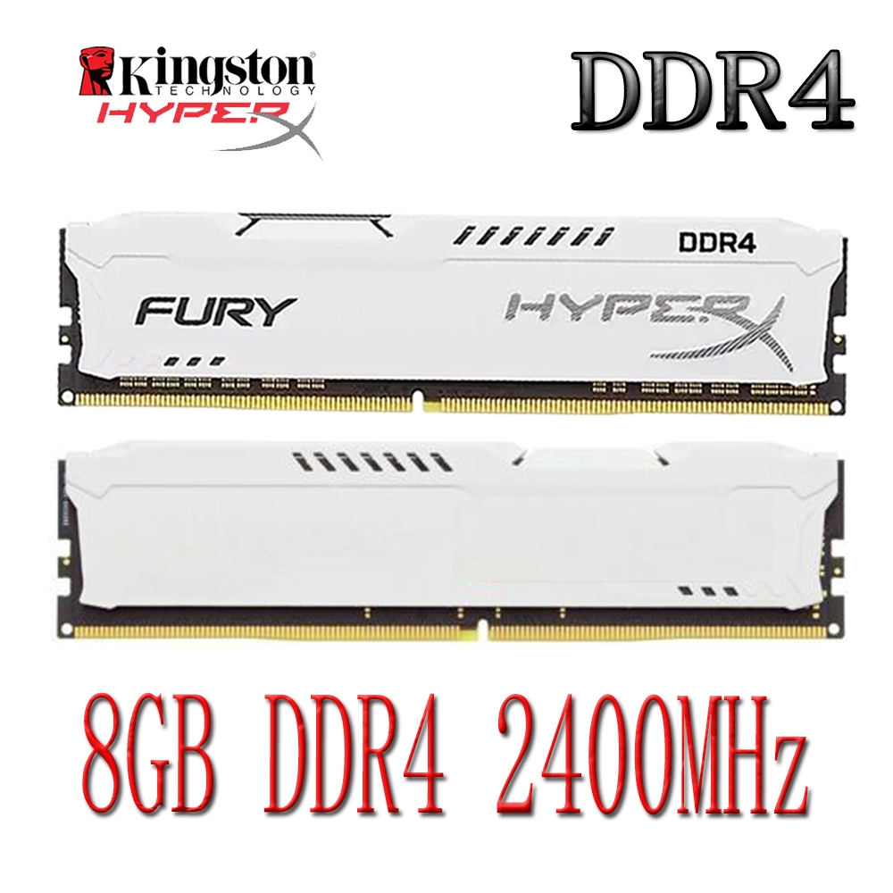 Kingston HyperX Fury DDR4 RAM 8 Gb DDR4 2400 Mhz PC4-19200U Memória De Mesa CL15 De Computador Branco