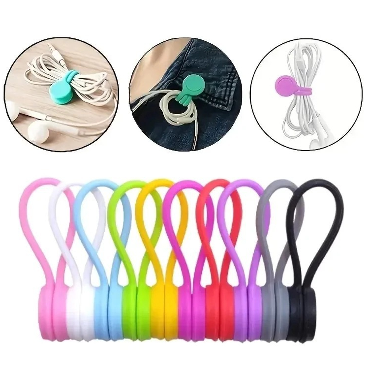 [5PCS] Organizador de cabos magnéticos de Silicone Organizador de cabos multiuso
