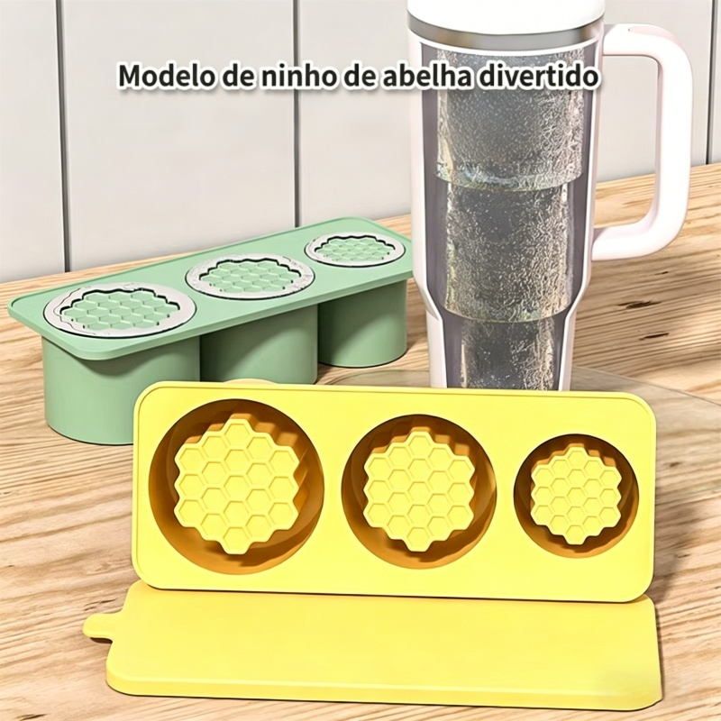 Forma de Gelo Cilíndrica de Silicone com Tampa 3 Tamanhos para Copo  Bebidas Frias Whisky Coquetéis Entrega Rápida São