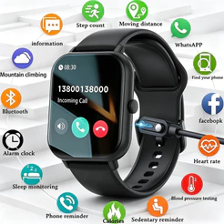 LIGE Relogio Inteligente BT Chamada De Pressão Arterial Full Touch Fitness Tracker Vida À Prova D'água