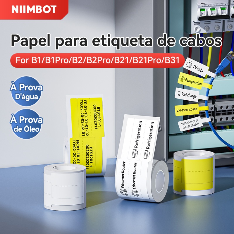 Niimbot Para Impressora B1/B1Pro/B21/B21Pro/B2/B2Pro/B3S/B31/B4 Papel De Etiqueta De Cabo