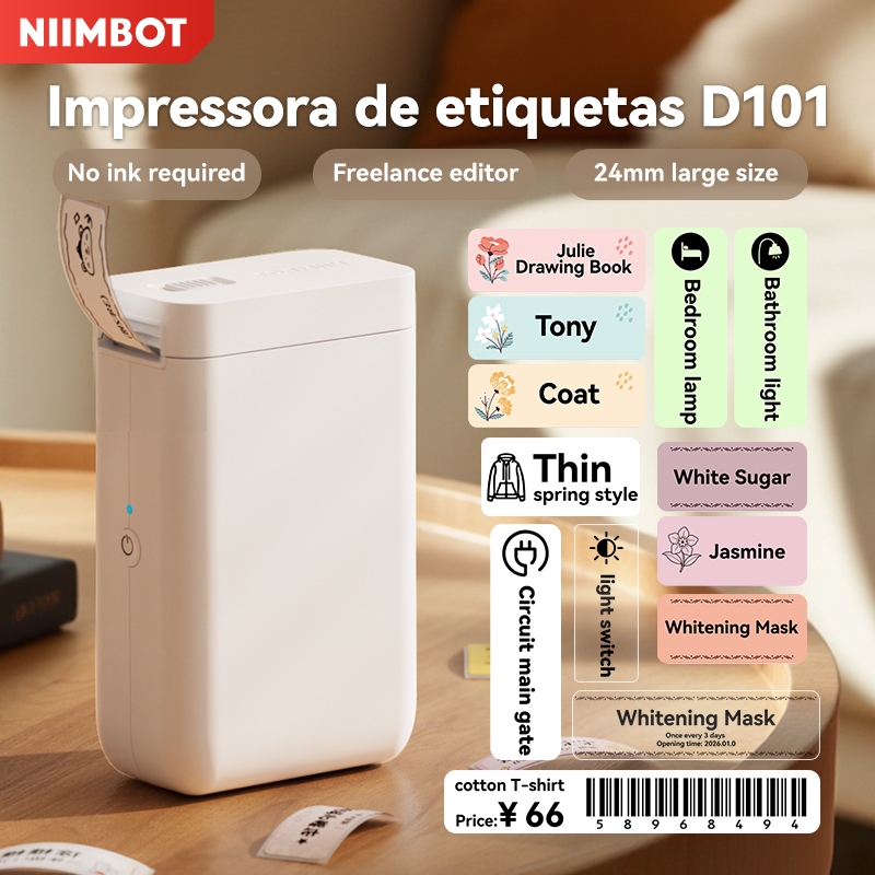Niimbot D101 Impressora de Etiquetas Inteligente Térmica Bluetooth Impressora sem Tinta para iOS Android