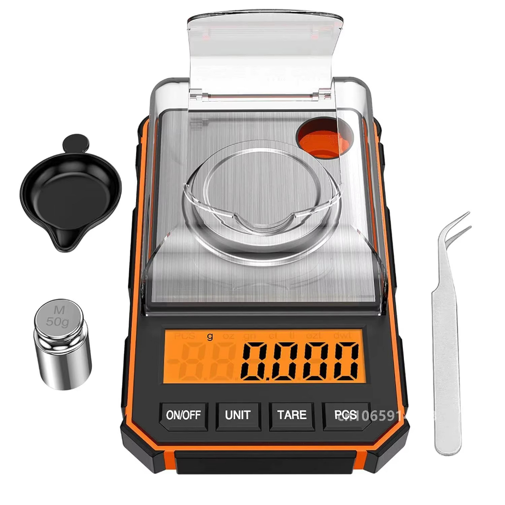 Mini Balança Digital Eletrônica Profissional de Precisão 0.001g/50g Grau Mg com 50g Calibrar Peso