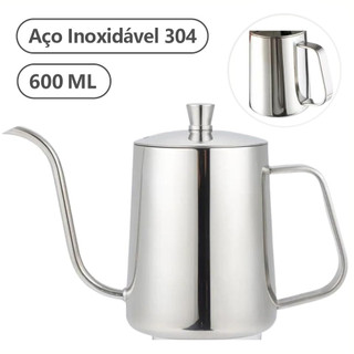 Chaleira pescoço de ganso 600ml 304 aço inoxidável cafeteira para café chá