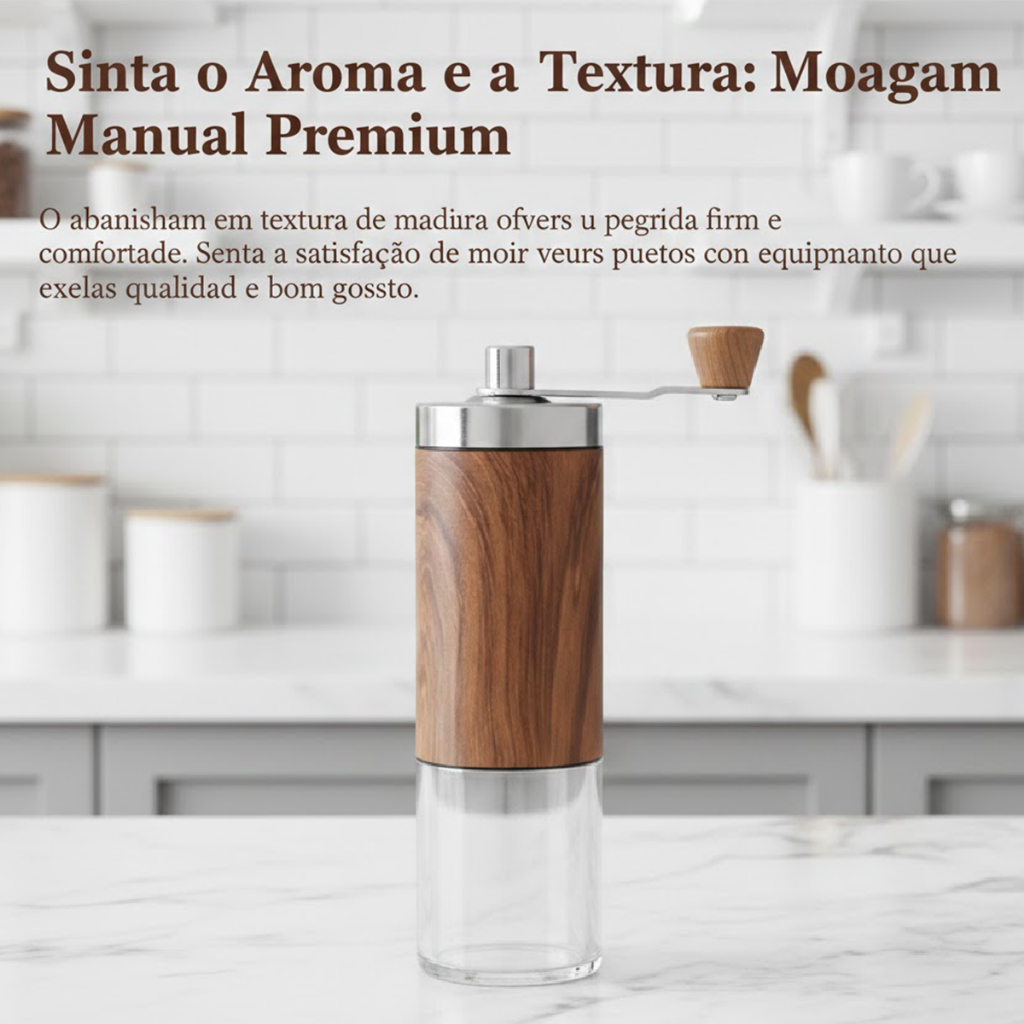 Moedor de café com manivela de grão de madeira Moedor Manual de núcleo de moagem de cerâmica