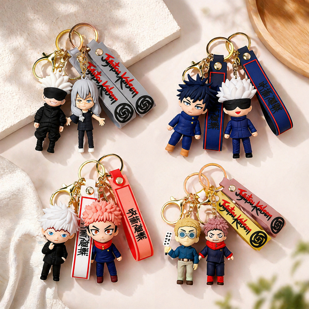 Novo Porta-Chaves Anime Jujutsu Kaisen Boneca Gojo Satoru Kuroe Doll Backpack Pendant Carro Brinquedo Infantil