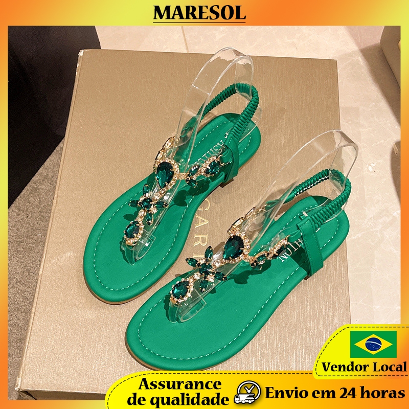 MARESOL Sandálias femininas novo estilo grandes sandálias da moda com strass