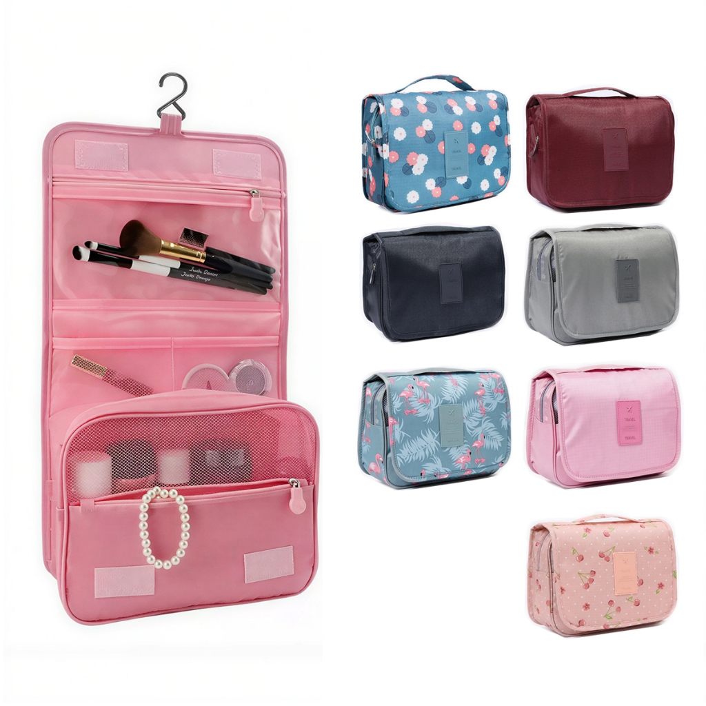 Bolsa Organizadora De Viagem Para Maquiagem E Higiene Pessoal Com Divisória Gancho Suspenso-Presente Prático