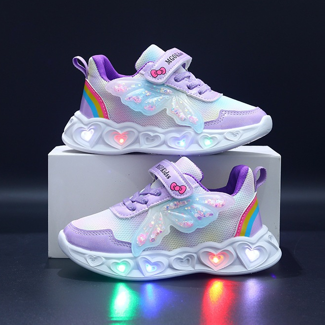 Novo 2026 Tênis infantil menina sapatos casuais moda Estudante tênis de corrida Leve e macio LED