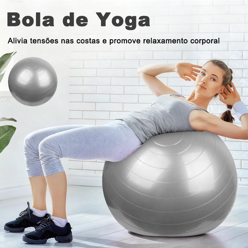 Bola de Pilates Yoga e Ginástica Anti-Estouro com Bomba de Encher Vários Tamanhos Disponíveis