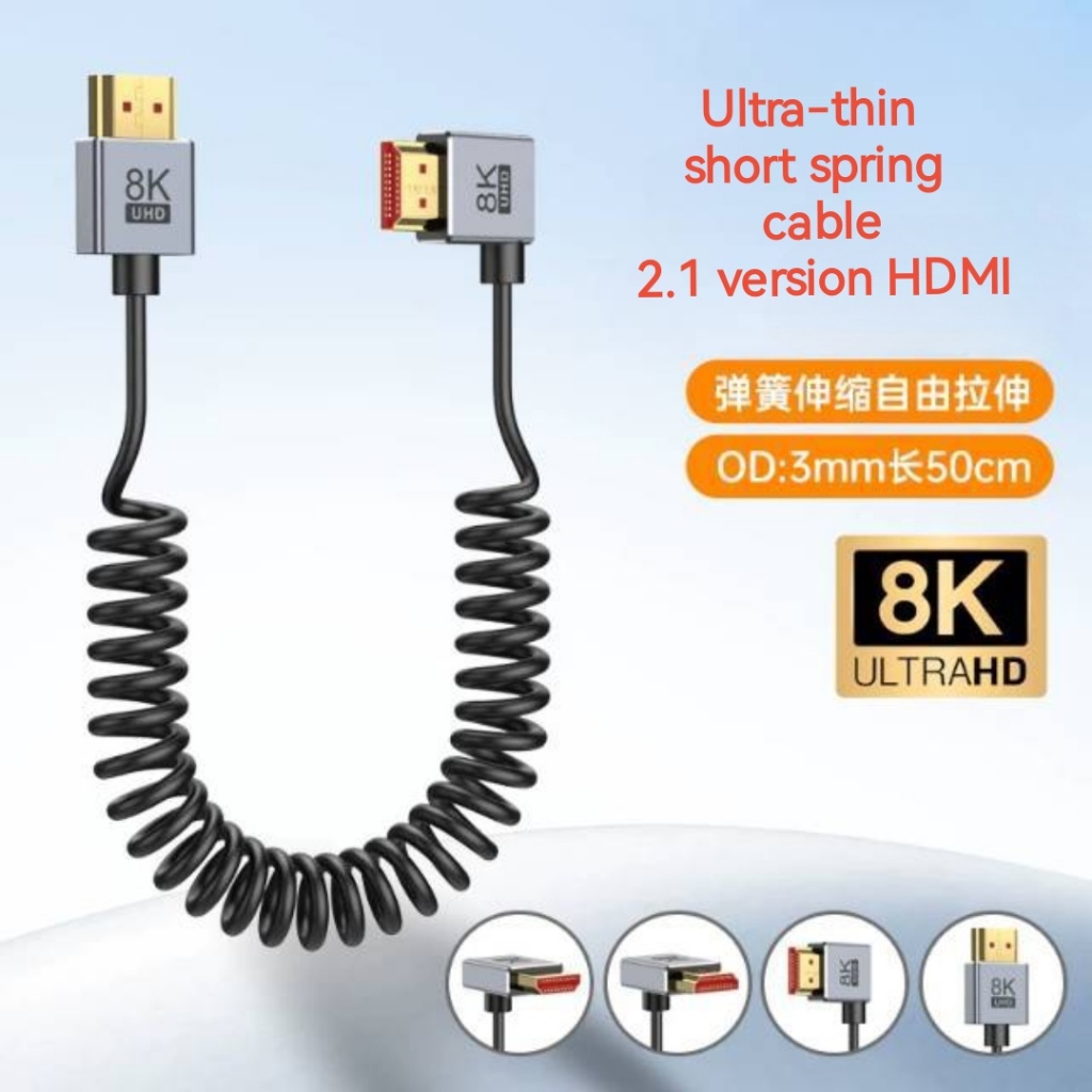 8K HD Ultra-fino macio HDMI primavera cabo cotovelo fotografia Micro SLR câmera conexão estabilizador Monitor gravação e