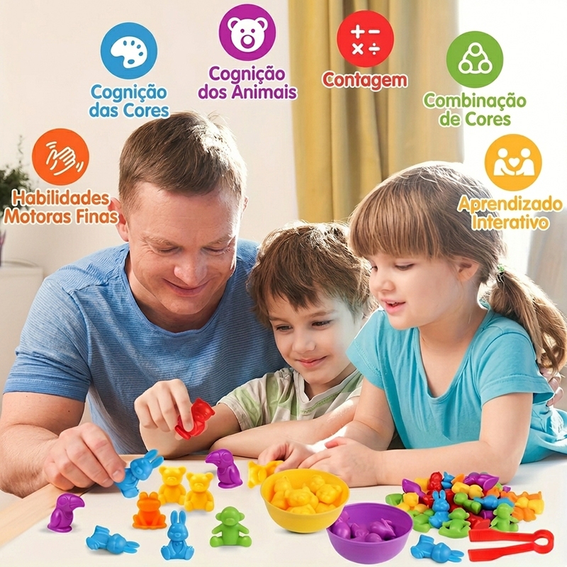 Montessori primeira infância brinquedos educativos arco-íris classificação contagem brinquedos dinossauro crianças prese