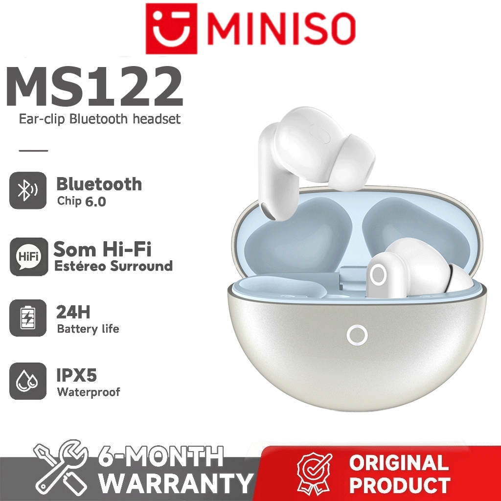 Garantia de um ano MINISO MS122 Novo produto Fone de ouvido Bluetooth HiFi Qualidade de som Versão Bluetooth 6.0 Fone de
