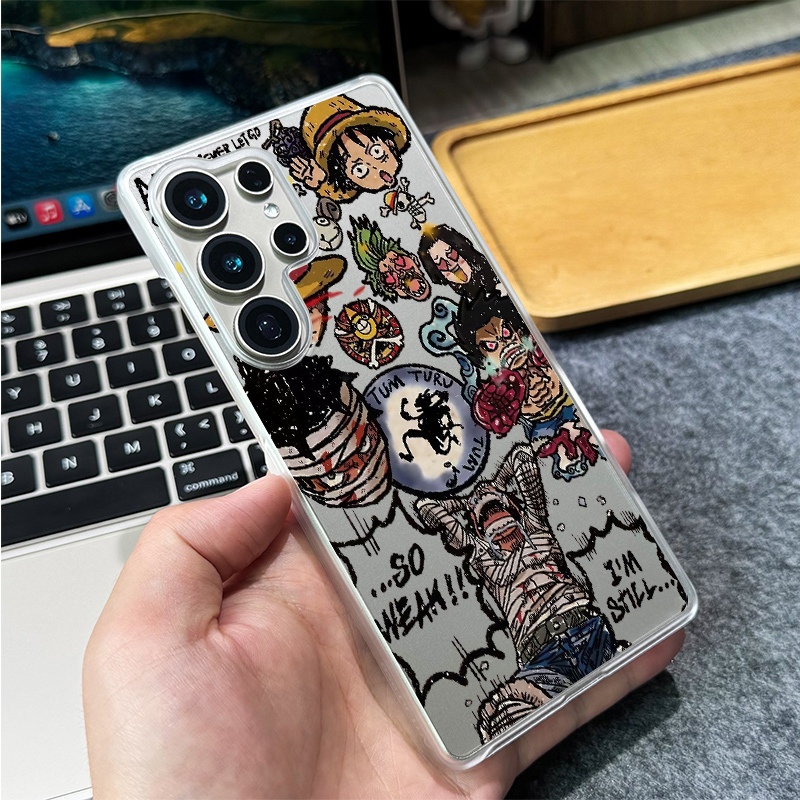 Para Samsung S26 Ultra S25 S24 A56 S23 Graffiti One Piece LUFFY Fino Fosco Capa De Telefone Rígida S22 S21 FE S20 A55 A5