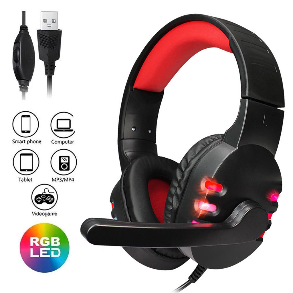 Fone De Ouvido Gamer Led Rgb Com Microfone Ps3 USB PC PS4 Xbox Computador Nota