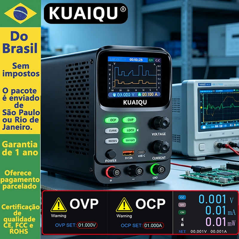 Fonte De Alimentação De Bancada KUAIQU De 5 Dígitos 0.01V 0.01mA OCP OVP Power Bank , Curva De Tensão E Teste De Consumo