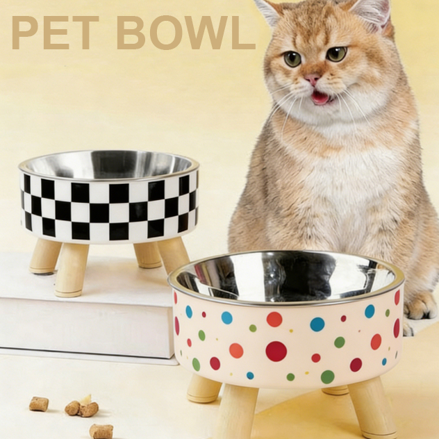 Tigela Para Gatos e Cachorro De Pés Altos Com Proteção Do Pescoço De Aço Inoxidável Animais De Estimação Antiderrapante