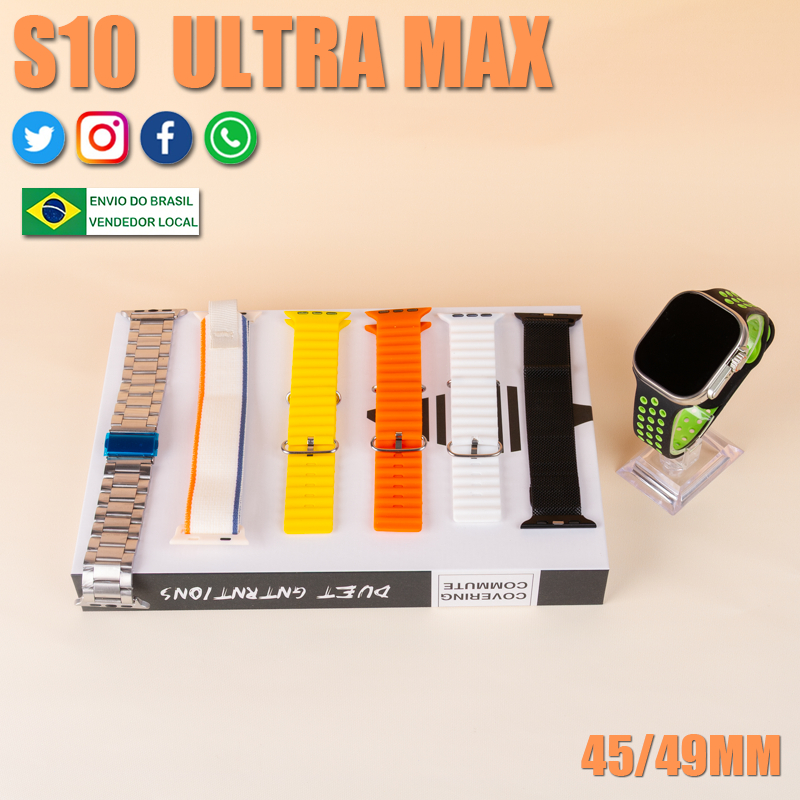 2026 Smartwatch S10 Pro Mini 8 em 1 Monitor de Pressão Arterial Chamada Bluetooth impermeável Envio de São Paulo