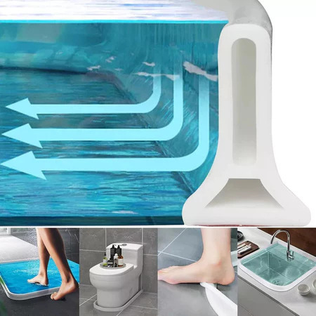 2M Peitoril Silicone Barreira de Água para Banheiro Barreira Água Pia Cozinha