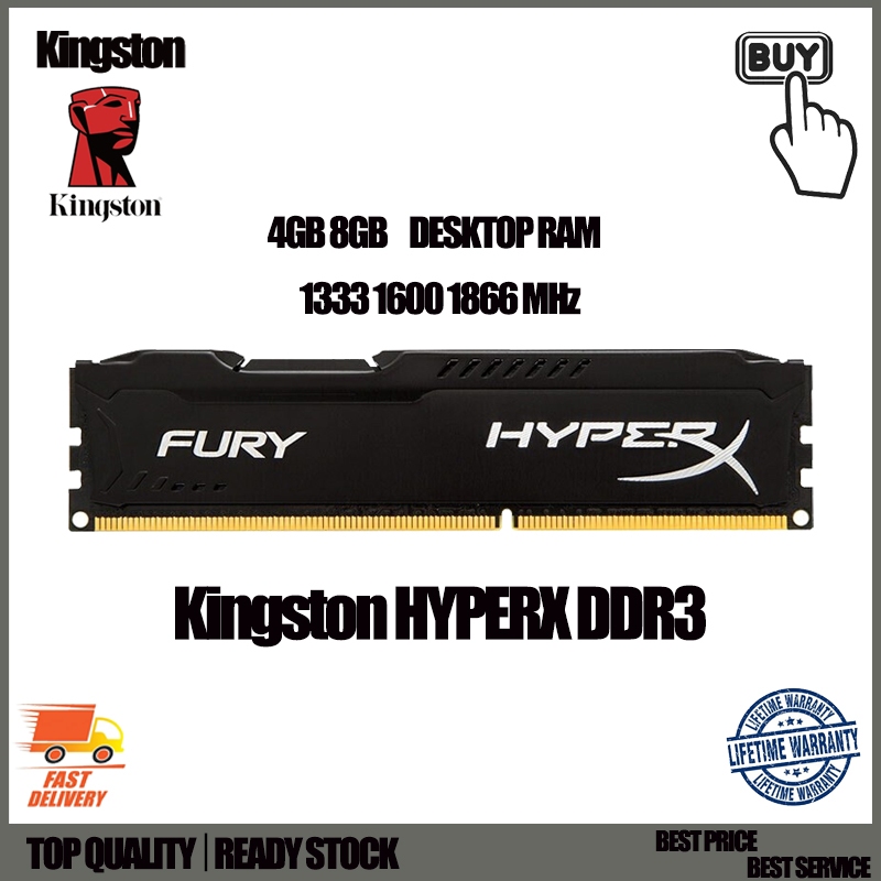 Kingston HyperX FURY DDR3 4GB 8GB 1333mhz 1600MHZ 1866MHZ PC3 Memória RAM Para Computador DESKTOP