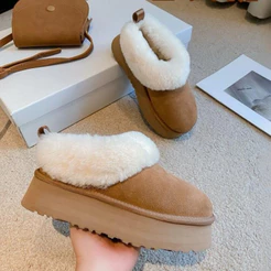 Botas De Neve De Sola Grossa Tatsler 2026 Inverno Novos Sapatos Forrados De Algodão , Quentes , Com Aumento De Altura