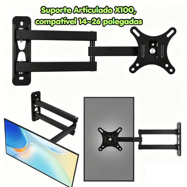 haosin Suporte de Tv e Monitor Articulado 14 até 26 Polegadas led lcd plasma