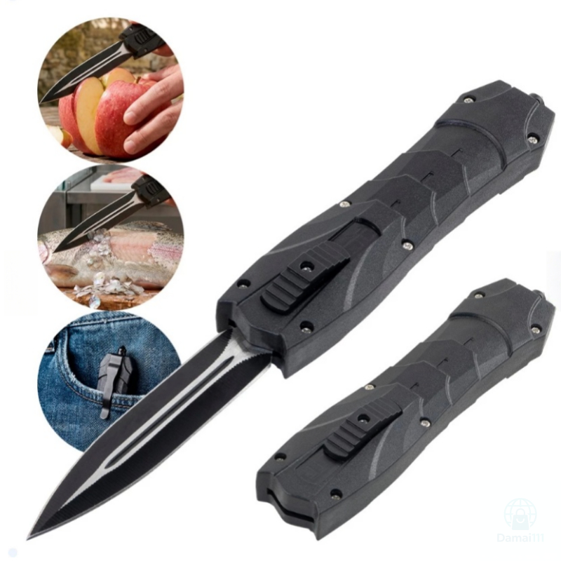 Canivete Tático Aço Inox Dobrável Automático Bainha Tática Bolso Camping Sobrevivência Quebra Vidro  damai111