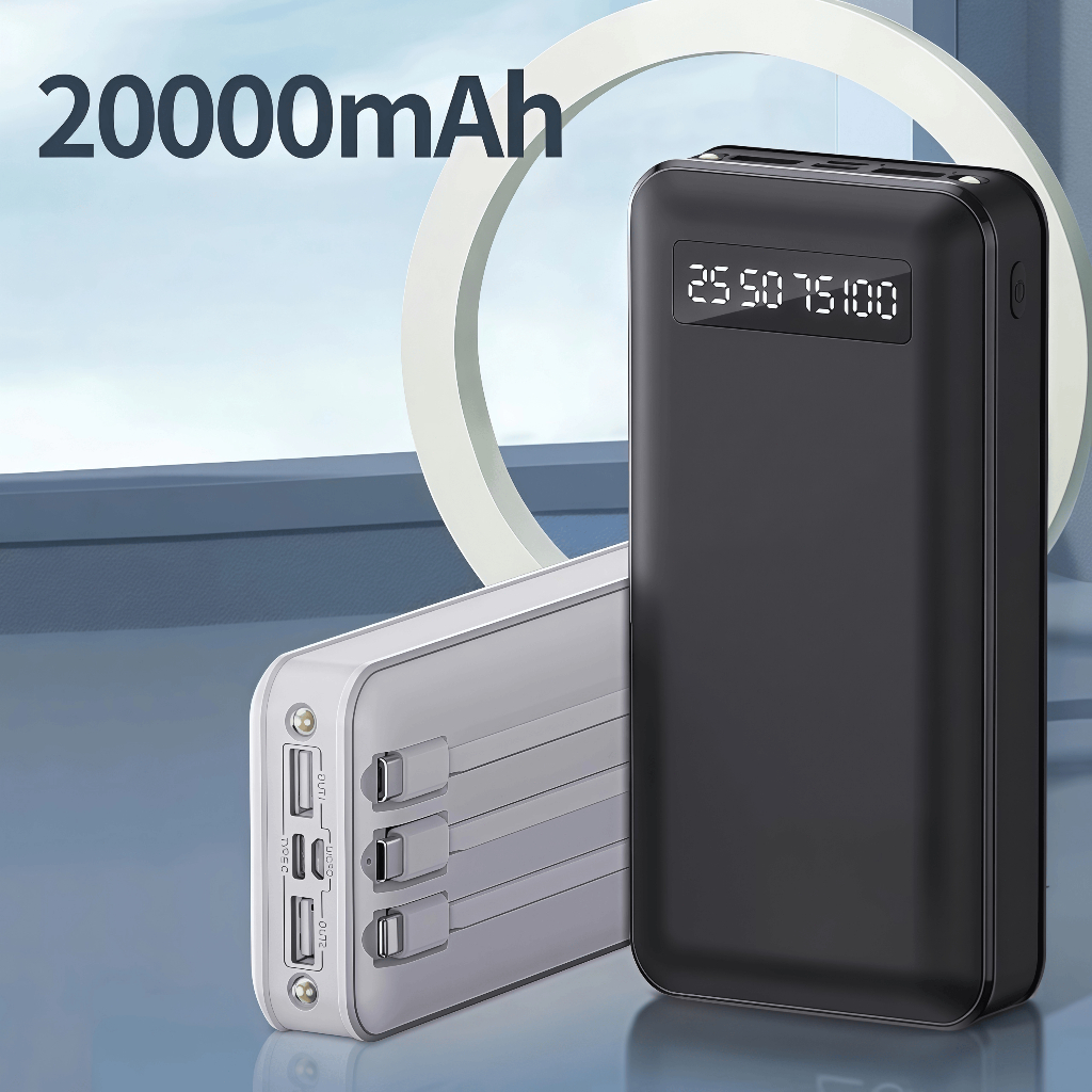 Carregador Power Bank Portátil 20000mah Universal Saida 4 Cabos