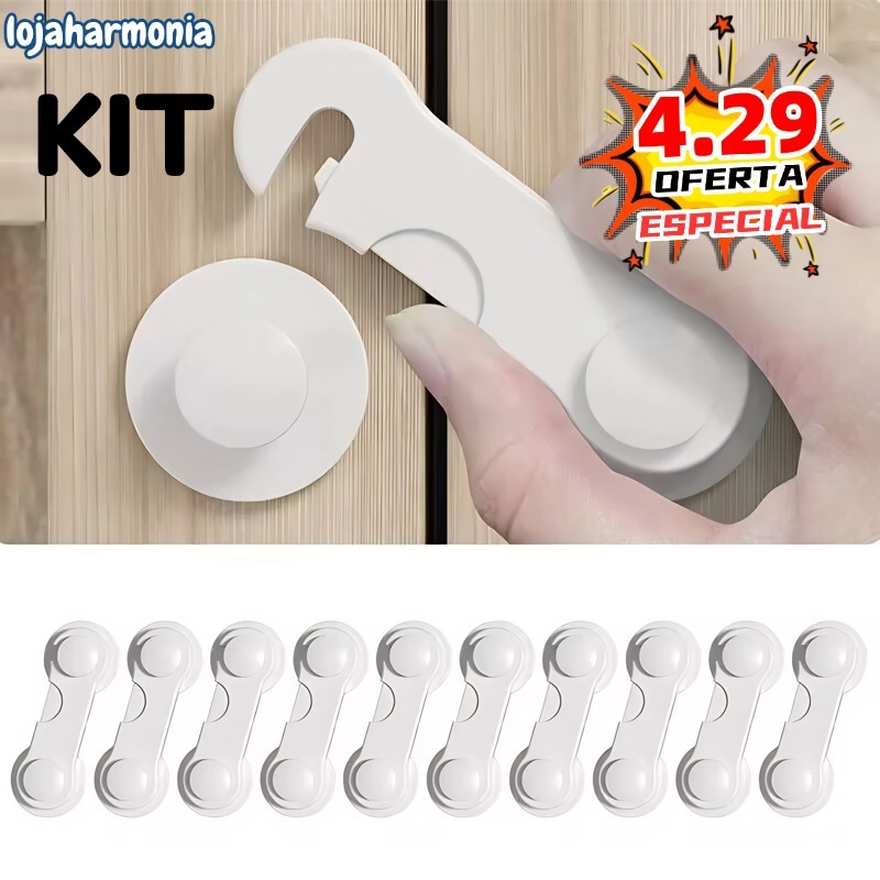 Kit 10/20 Travas Para Gaveta Porta Armário Segurança Bebê - Opção de cores