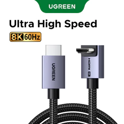 Cabo UGREEN Direto Para Ângulo Reto HDMI 2.1 , 8K @ 60Hz Ultra HD , Revestimento Em Liga De Alumínio , Redondo Trançado